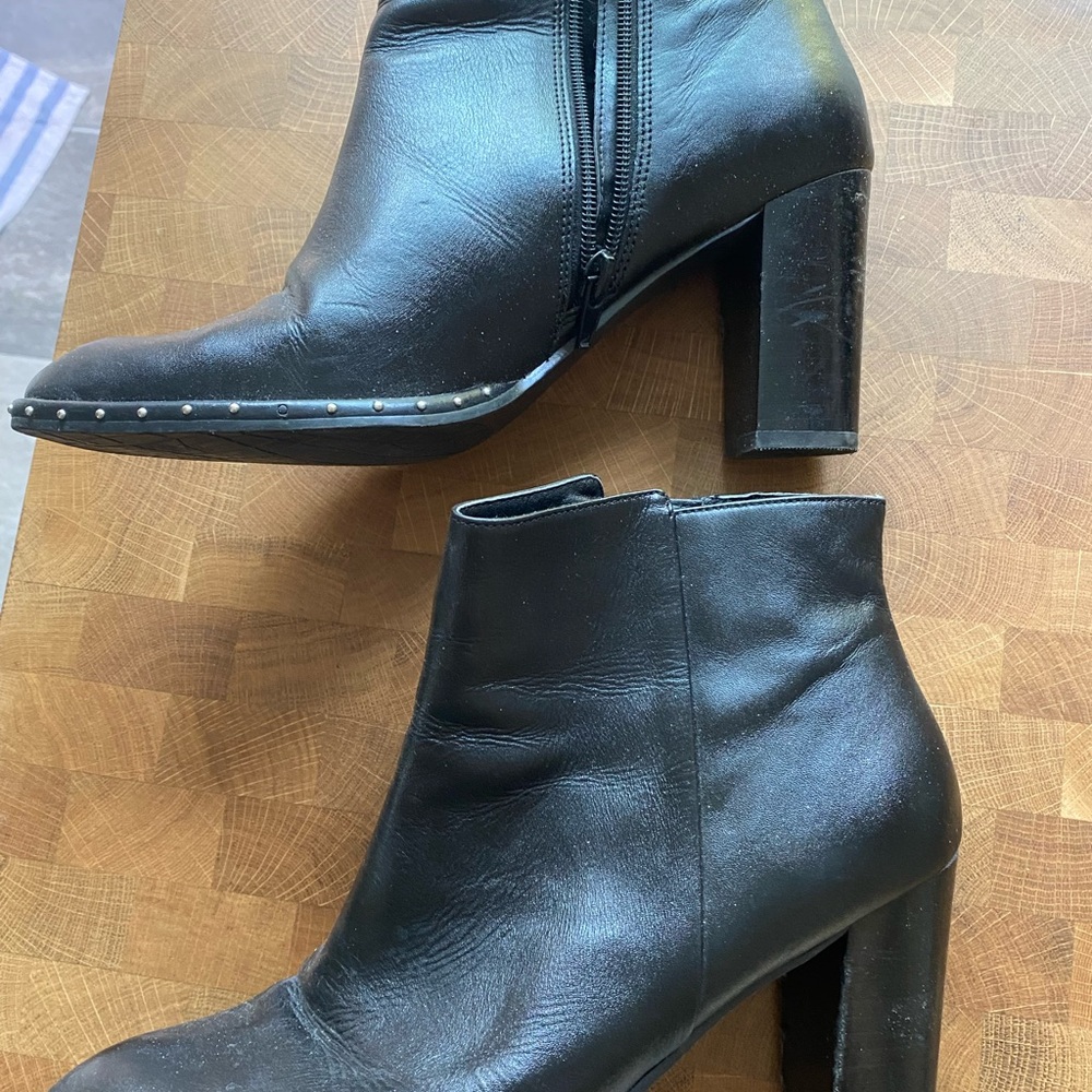 Black Leather Ankle Boots
